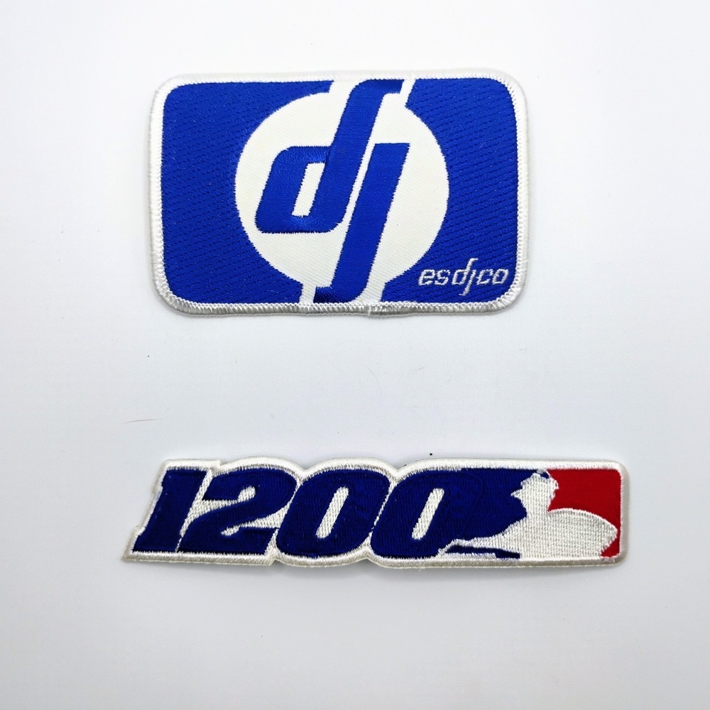 ESDJCO Set Of Two Iron On Patches 1200 Turntable Vintage DJ Embroidered  1990's